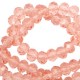 Top Facet kralen 6x4mm disc Smashing pink-pearl shine coating